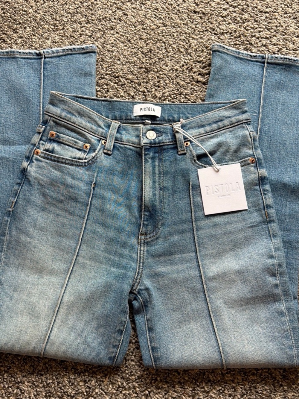 pistola high rise pin stripe denim